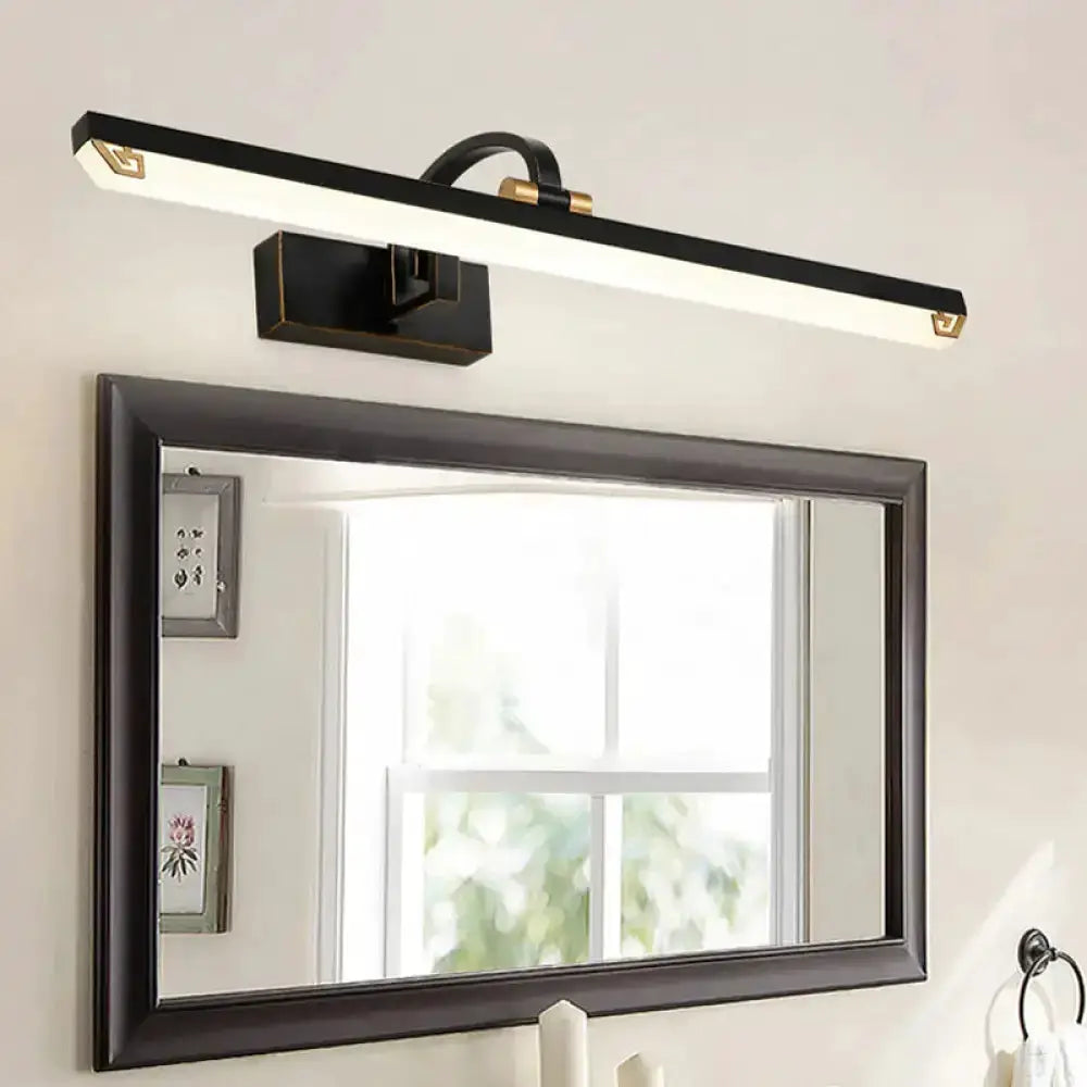 Modernist Black and Gold Linear Vanity Bath Light