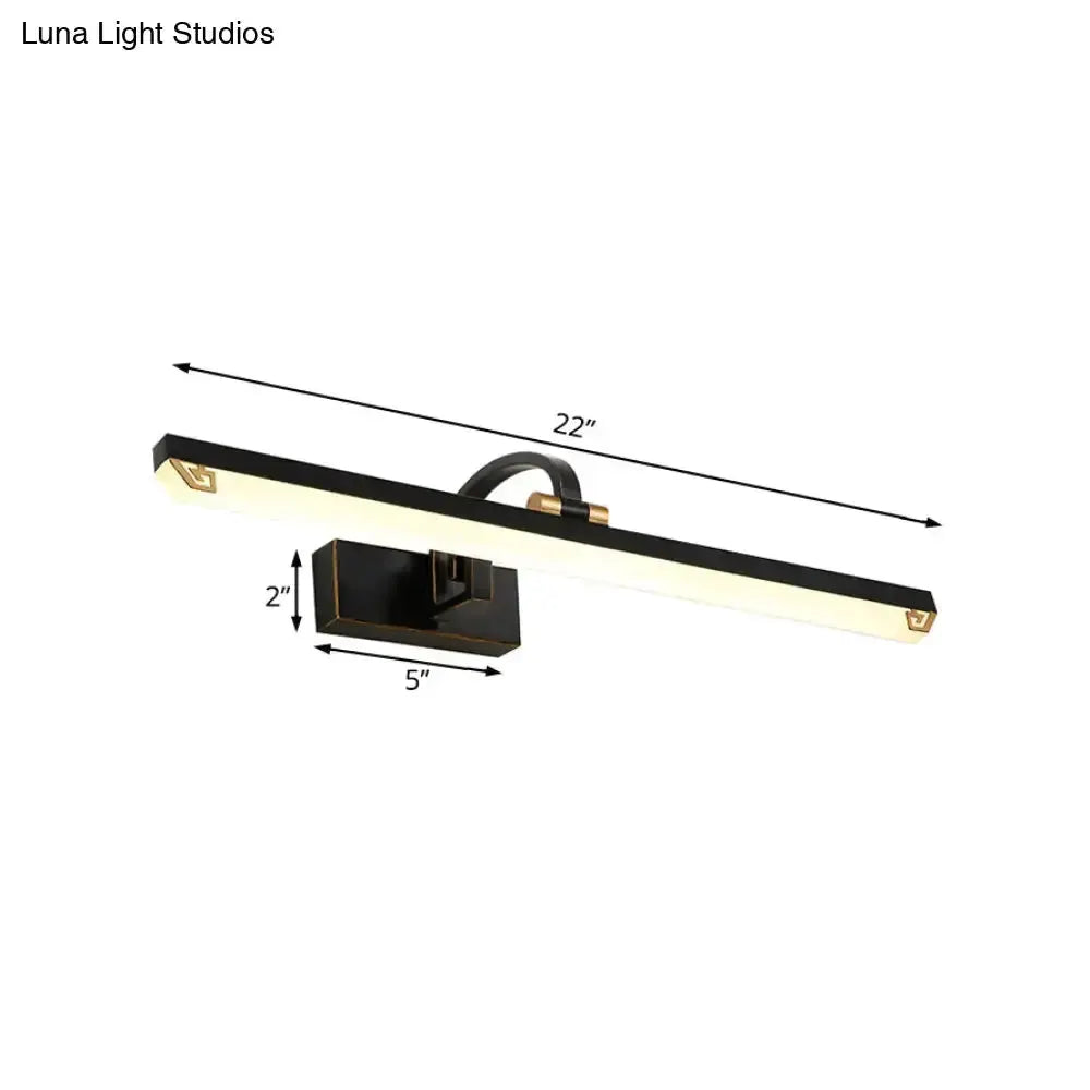 Modernist Black and Gold Linear Vanity Bath Light