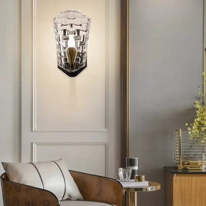 Black Crystal Panel Wall Sconce Curved Arm by Decorbites on Tampa Home & Garden Store