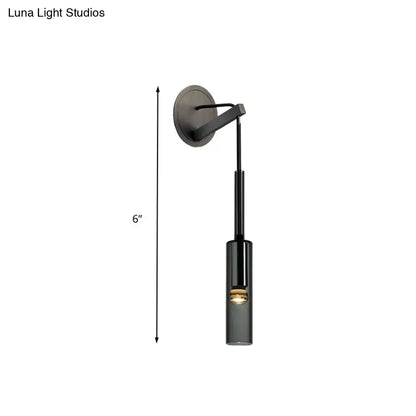 Black LED Crystal Sconce with cylindrical glass shade, wall-mount, 6in tall Decorbites on Tampa Home & Garden Store