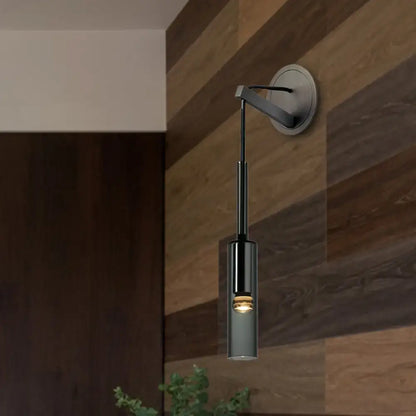 Black LED Crystal Sconce by Decorbites, black metal cylindrical wall light with crystal shade on Tampa Home & Garden Store