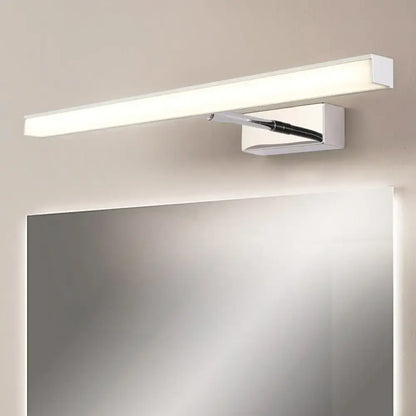 Modernist black and silver metal linear vanity sconce with LED light for bathroom on Tampa Home & Garden Store