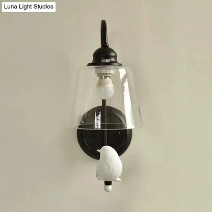 Modernist black and white bird cone wall sconce with glass shade and white bird pull Decorbites on Tampa Home & Garden Store