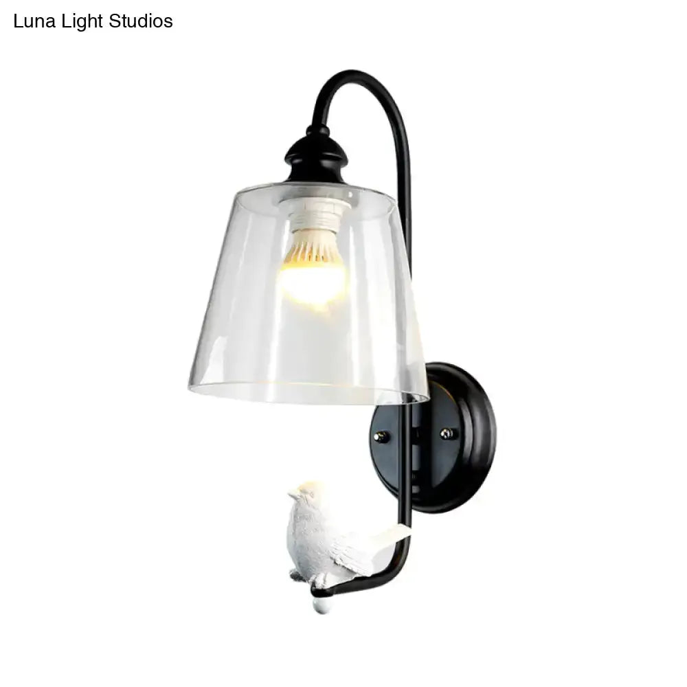 Modernist black & white bird cone wall lamp by Decorbites with glass shade on Tampa Home & Garden Store