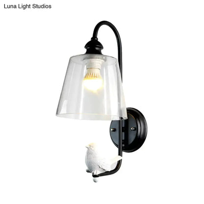 Modernist black & white bird cone wall lamp by Decorbites with glass shade on Tampa Home & Garden Store