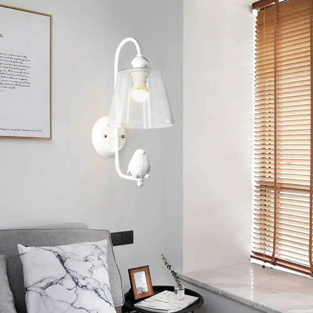 Modernist bird cone wall lamp with glass shade, white bedroom sconce Decorbites on Tampa Home & Garden Store