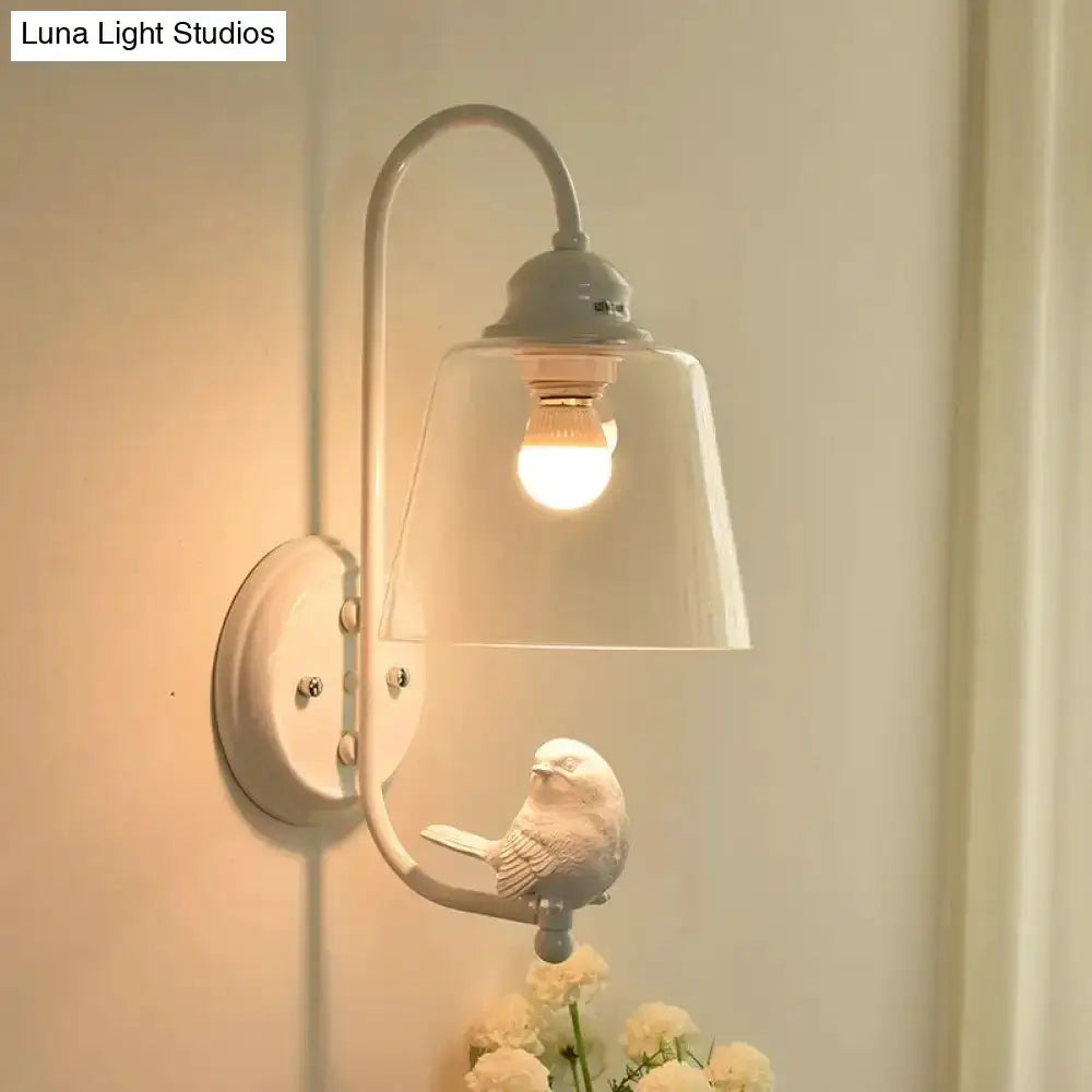 Modernist white bird cone wall lamp with glass shade by Decorbites on Tampa Home & Garden Store