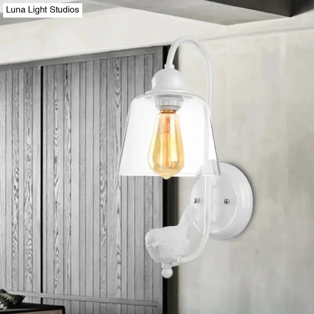 Bird cone wall lamp with glass shade and white finish, Decorbites on Tampa Home & Garden Store