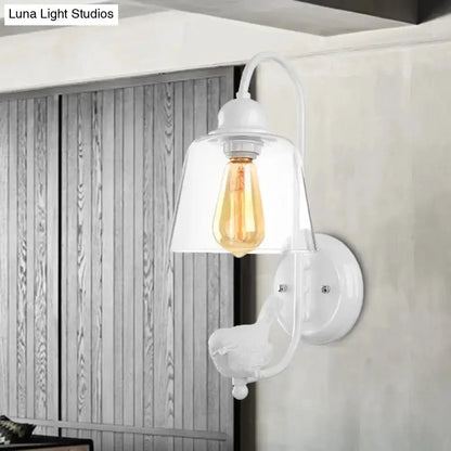 Bird cone wall lamp with glass shade and white finish, Decorbites on Tampa Home & Garden Store