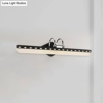 Black White Curved Vanity Light with diamond cutout band and chrome mounting Decorbites on Tampa Home & Garden Store