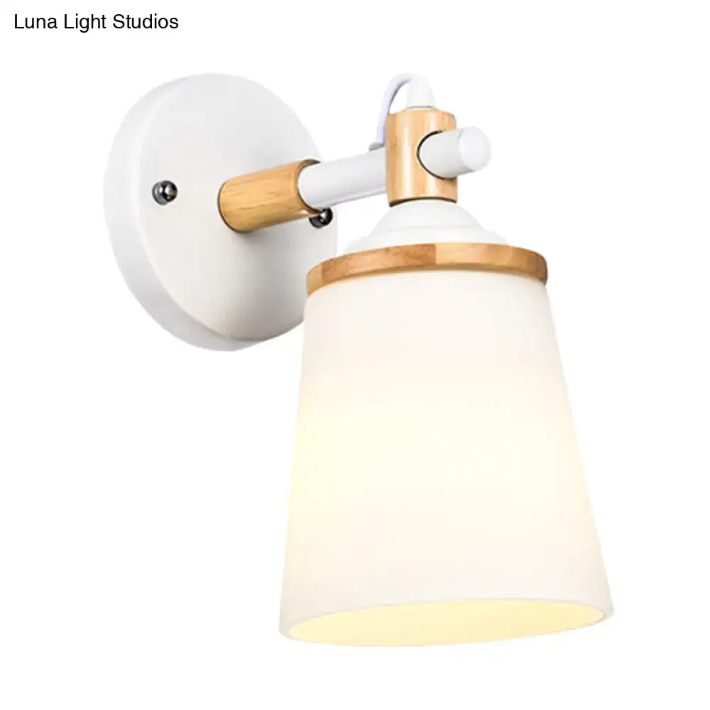 White/Black Modernist Wall Lamp with Cream Glass Shade
