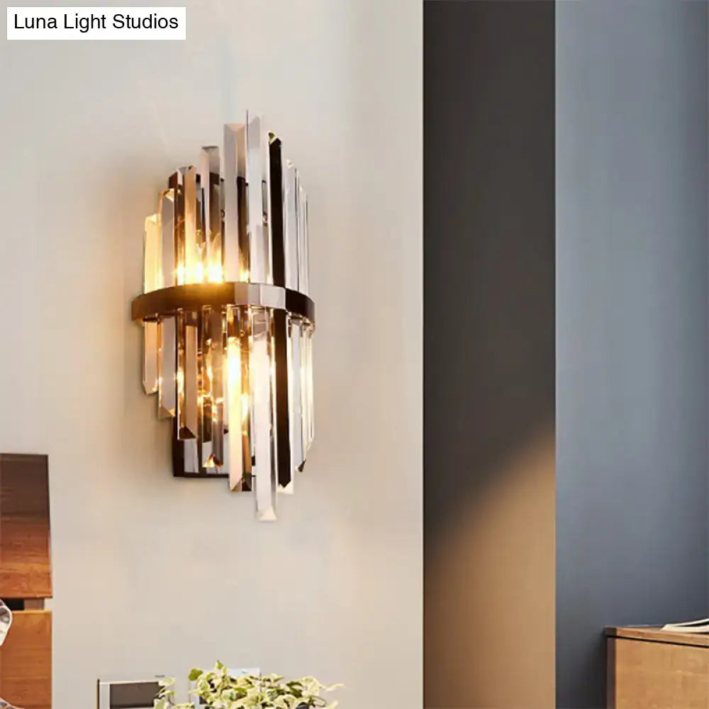 Brass Crystal Prism Sconce wall light by Decorbites with hanging glass prisms and brass band on Tampa Home & Garden Store