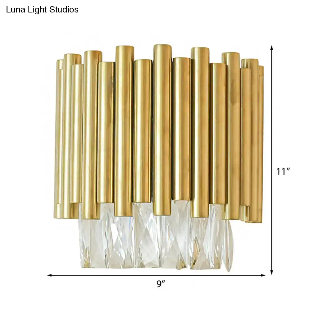 Brass faceted crystal wall sconce E12-E14 by Decorbites with crystal prisms 11in tall 9in wide on Tampa Home & Garden Store