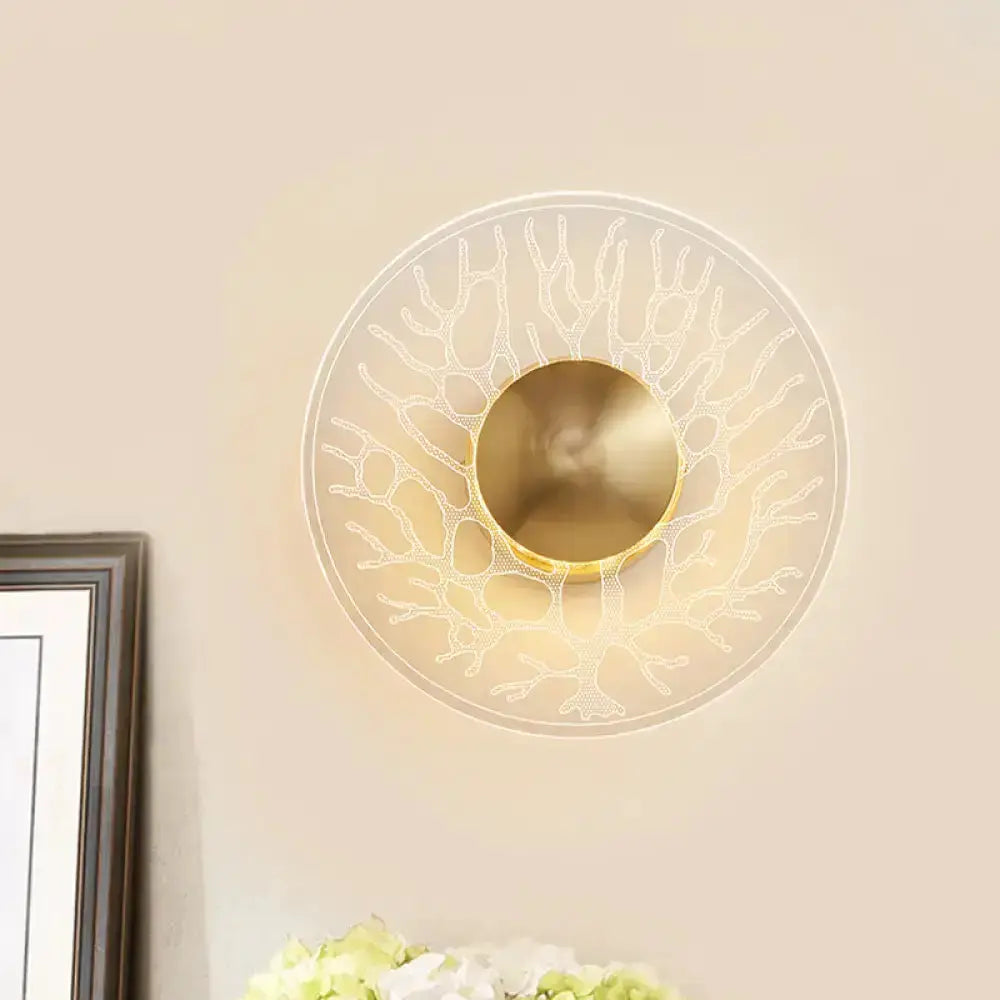 Modernist Brass and Clear Glass Wall Light