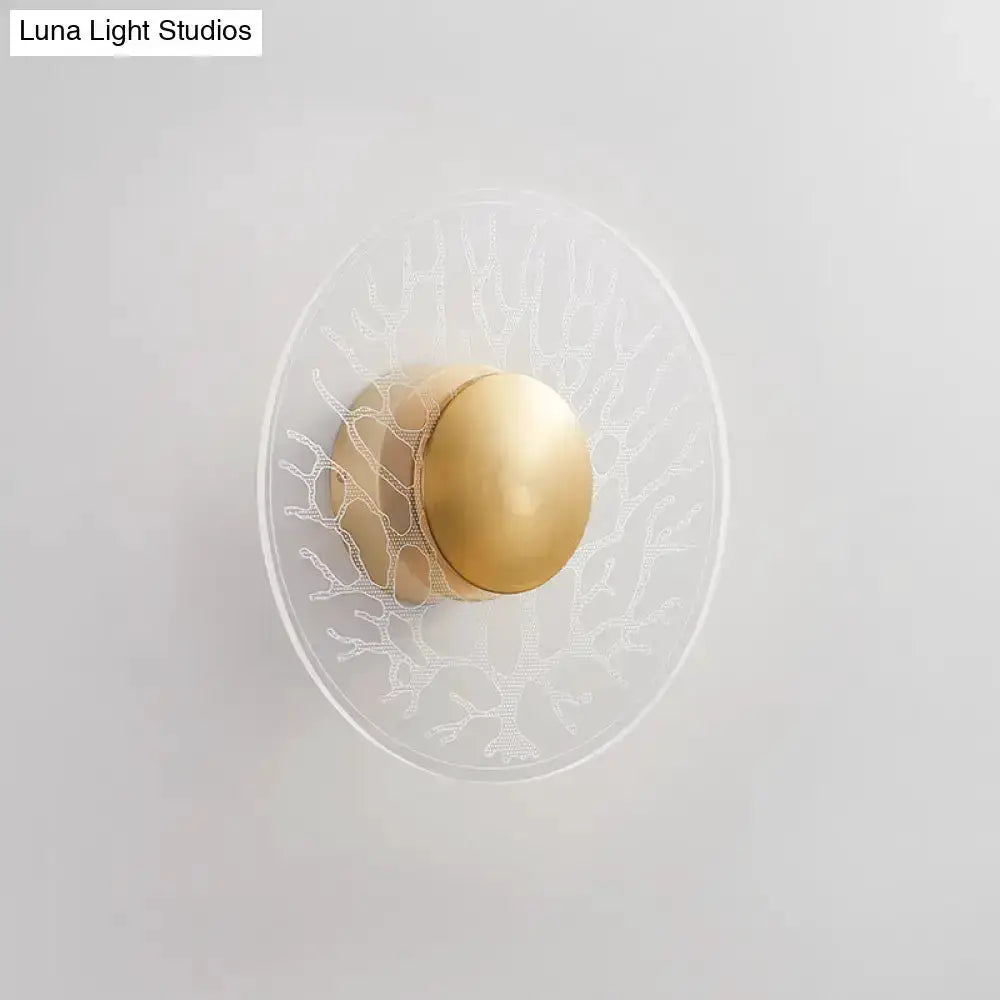 Modernist Brass and Clear Glass Wall Light
