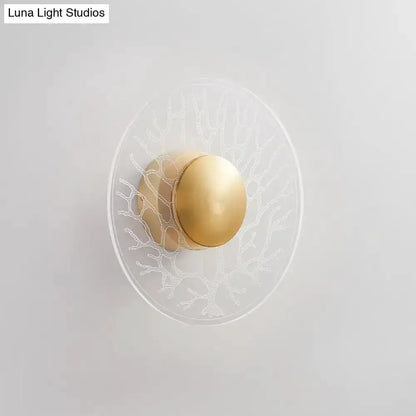 Modernist Brass and Clear Glass Wall Light