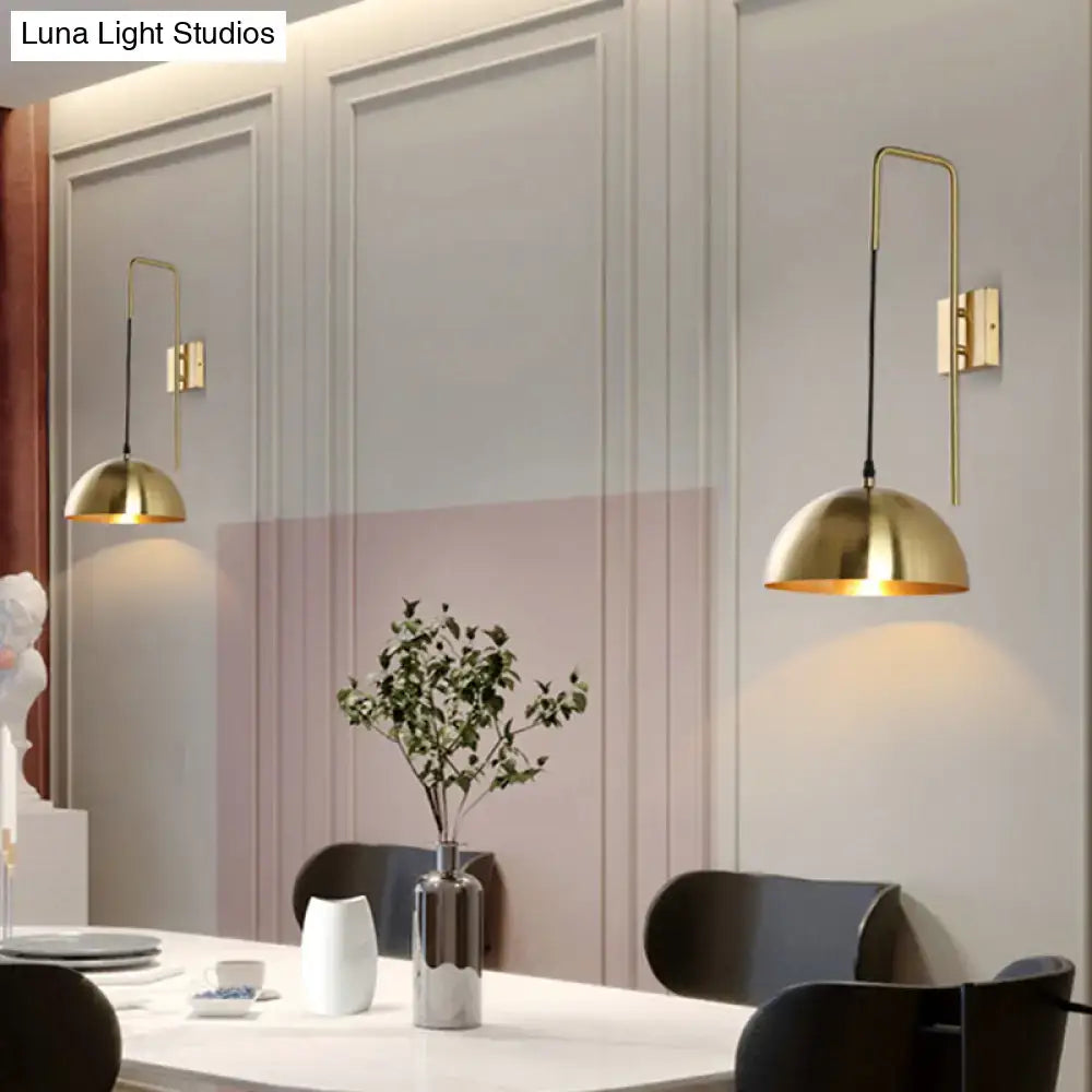 Brass Dome Wall Light pair in gold-brass finish, wall-mounted sconces for dining area by Decorbites on Tampa Home & Garden Store