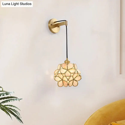 Brass floral glass sconce with petal shade wall-mounted by Decorbites on Tampa Home & Garden Store