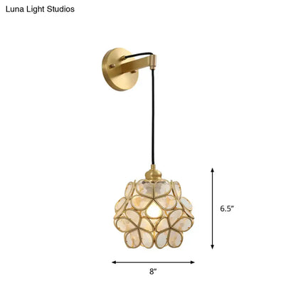 Decorbites brass floral glass sconce wall mount with petal shade, 6.5 in tall, 8 in wide on Tampa Home & Garden Store