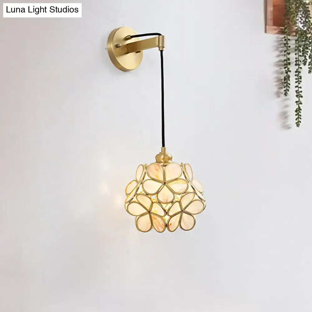 Brass floral glass sconce with petal shade, gold wall light by Decorbites on Tampa Home & Garden Store