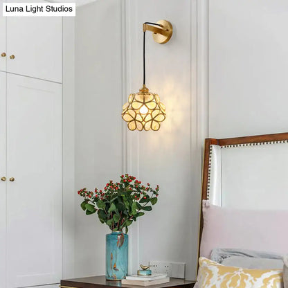 Brass Floral Glass Sconce wall light with gold petal shade Decorbites on Tampa Home & Garden Store