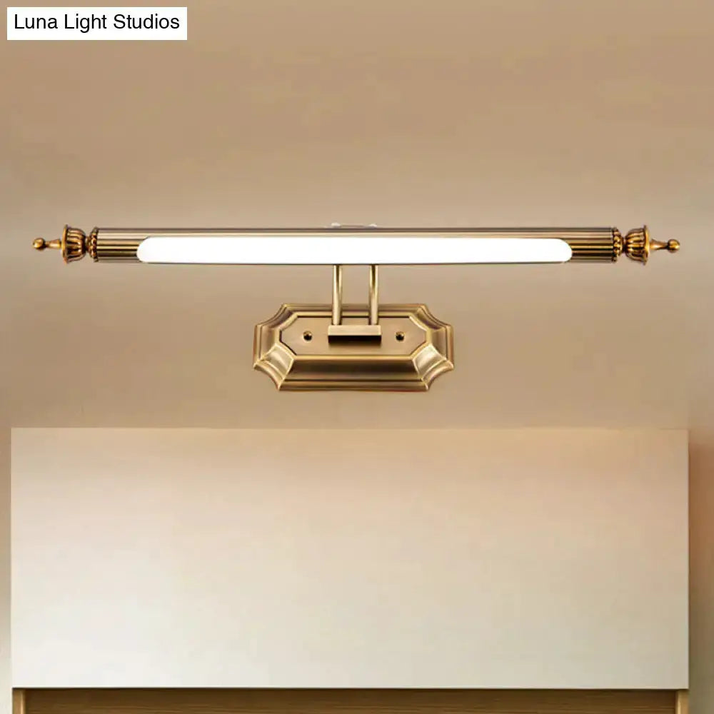 Modernist brass LED vanity light fixture with frosted glass bar for bathroom Decorbites on Tampa Home & Garden Store