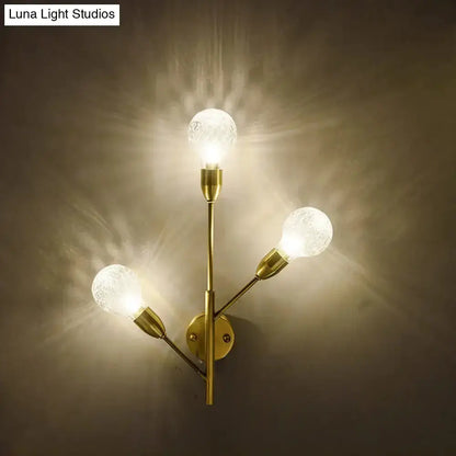 Brass modernist 3-light wall mount fixture with prismatic glass bulbs Decorbites on Tampa Home & Garden Store