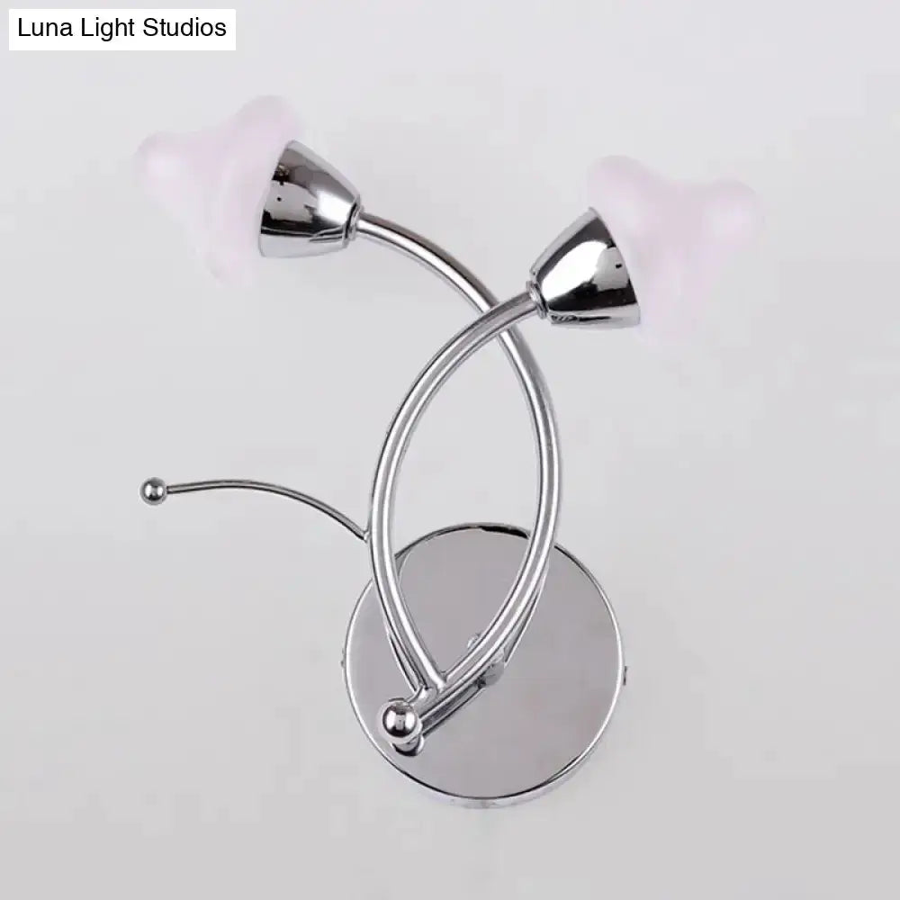 Decorbites chrome and glass wall lamp with dual pink glass shades on Tampa Home & Garden Store