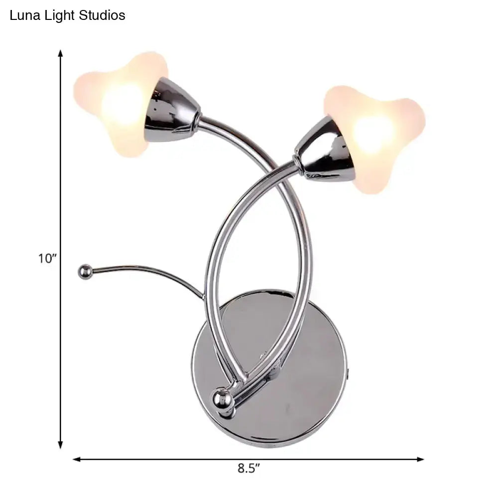 2-light chrome and glass wall lamp by Decorbites with flower-shaped frosted shades on Tampa Home & Garden Store