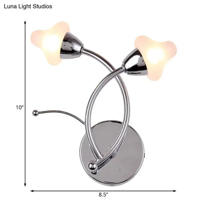 2-light chrome and glass wall lamp by Decorbites with flower-shaped frosted shades on Tampa Home & Garden Store