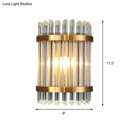 Gold Crystal Half-Cylinder Wall Light by Decorbites; crystal tubes, gold metal accents, 11.5in tall on Tampa Home & Garden Store