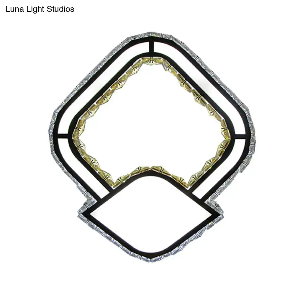 Crystal LED Wall Sconce by Decorbites, black-trimmed frame with gold crystal inner ring on Tampa Home & Garden Store