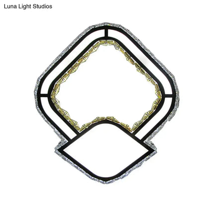 Crystal LED Wall Sconce by Decorbites, black-trimmed frame with gold crystal inner ring on Tampa Home & Garden Store