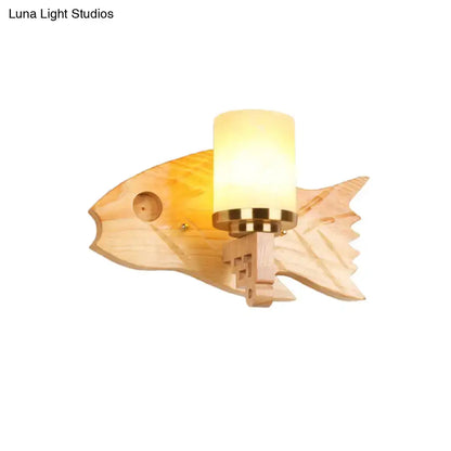 Wood Cracked Glass Sconce on fish-shaped wood backplate with brass collar Decorbites on Tampa Home & Garden Store