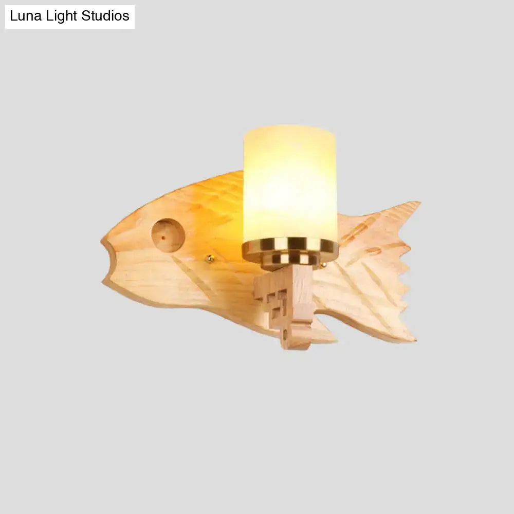 Wood Cracked Glass Sconce by Decorbites with fish-backplate and warm amber glass shade on Tampa Home & Garden Store
