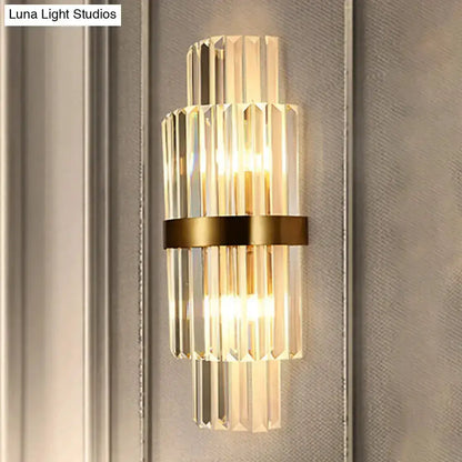 Wall sconce: Modernist gold and clear crystal cylinder light by Decorbites for living room on Tampa Home & Garden Store