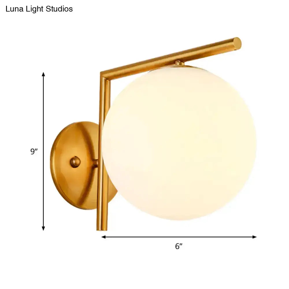 Modernist Globe Sconce Light Gold and White Lamp