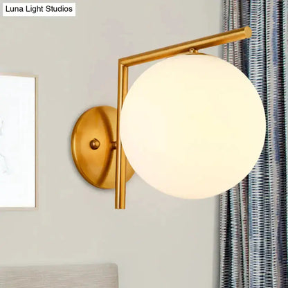 Modernist Globe Sconce Light Gold and White Lamp