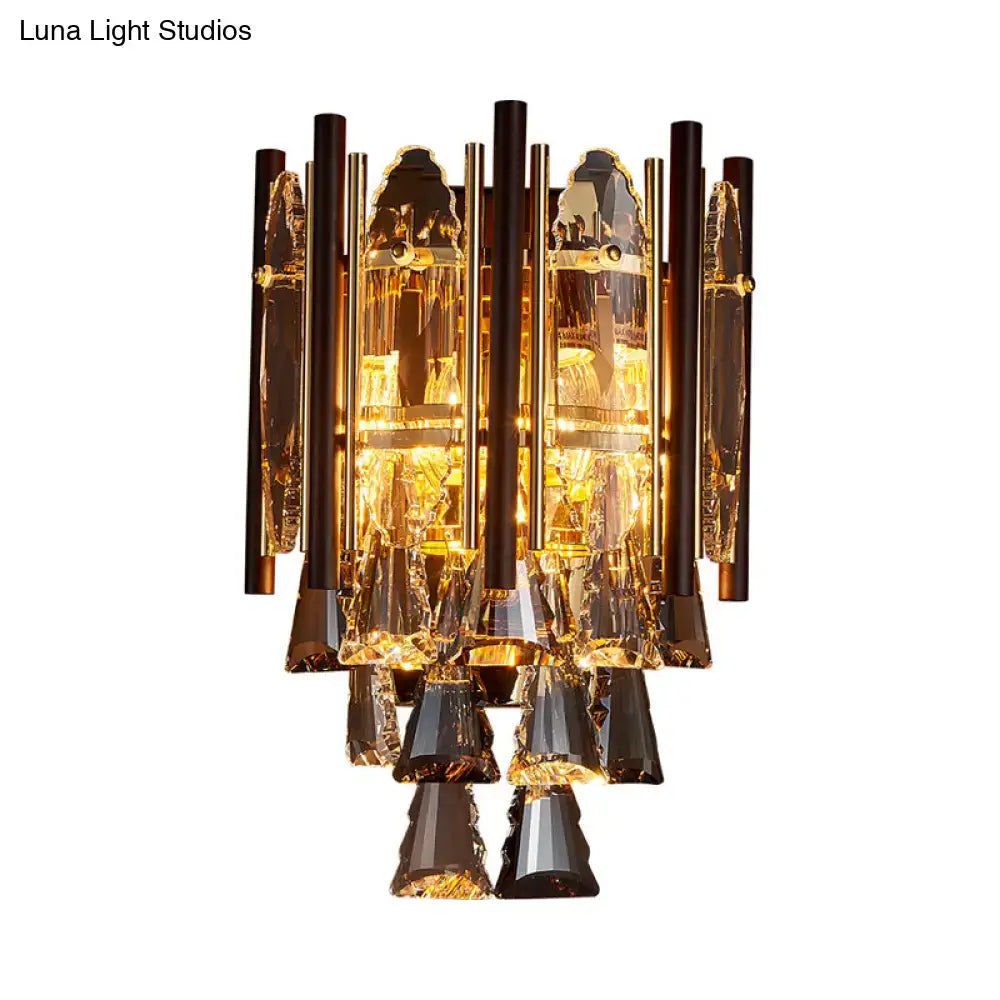 Gold Crystal K9 Two-Head Wall Lamp by Decorbites with crystal prisms on Tampa Home & Garden Store