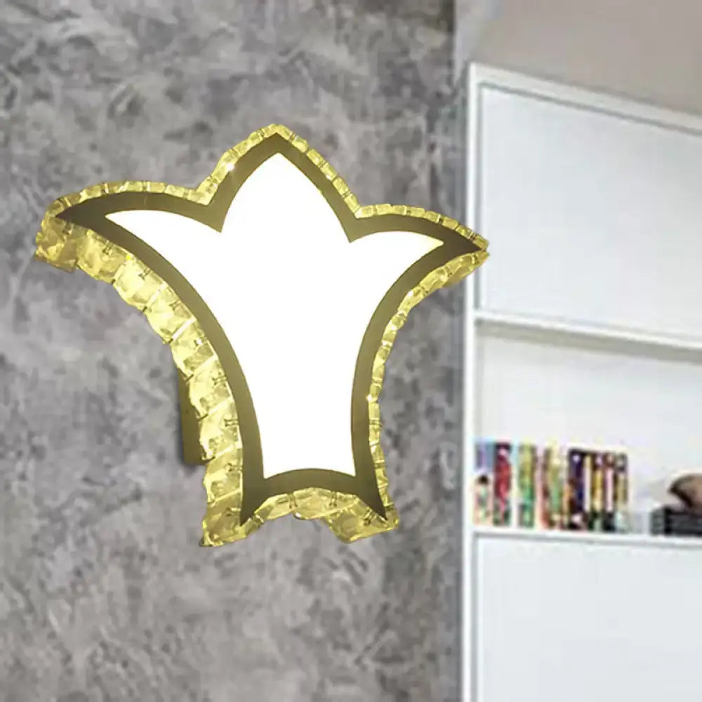 Gold Crystal Crown Light wall sconce with white panel and crystal trim by Decorbites on Tampa Home & Garden Store