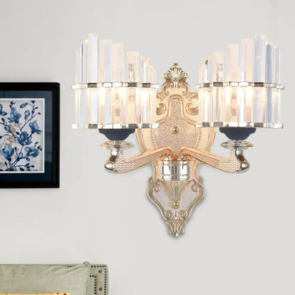 Gold Crystal Conical Rod Wall Sconce by Decorbites with crystal rod clusters, gold finish on Tampa Home & Garden Store