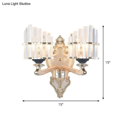 Gold crystal conical rod wall sconce with dual arms backplate on Tampa Home & Garden Store