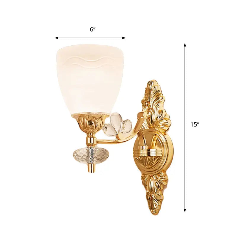 Decorbites gold crystal finish sconce with frosted glass shade for hallway 1-2 light on Tampa Home & Garden Store