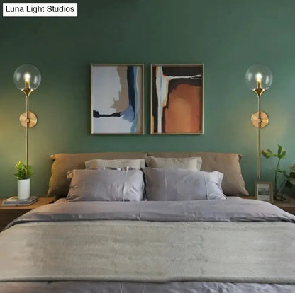 Modernist Gold Glass Round Sconce Lamp for Living