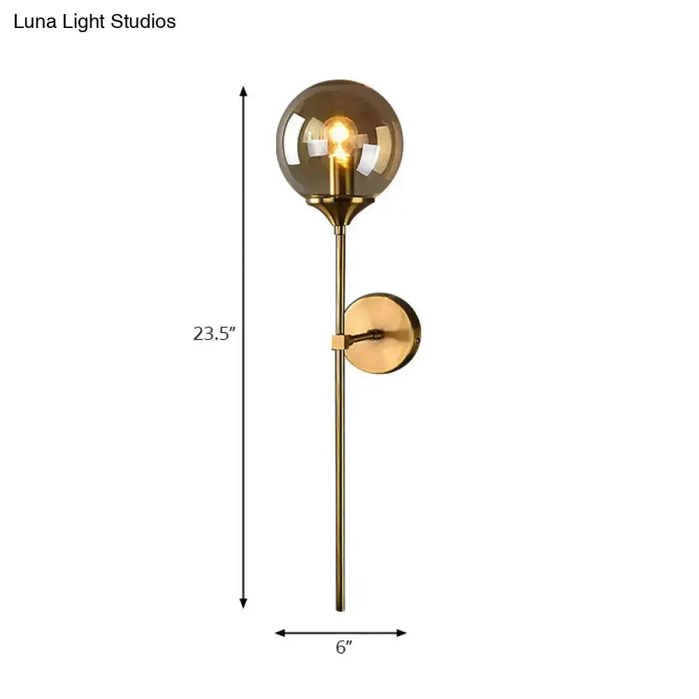 Modernist Gold Glass Round Sconce Lamp for Living