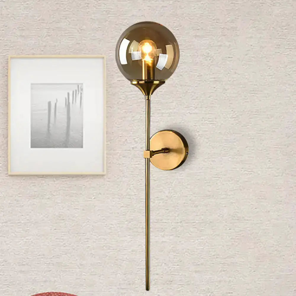 Modernist Gold Glass Round Sconce Lamp for Living