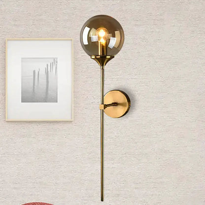 Modernist Gold Glass Round Sconce Lamp for Living