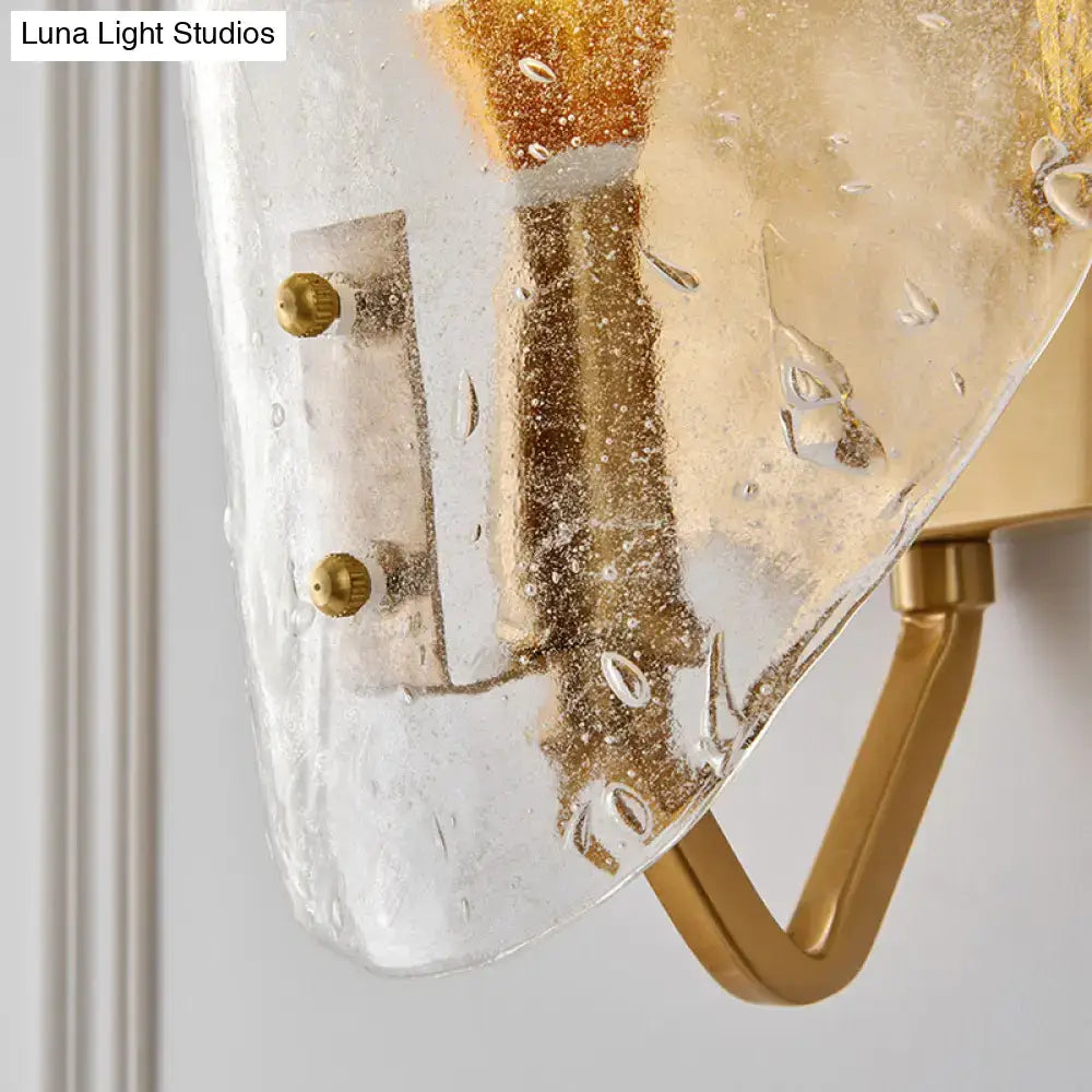 Gold Glass Shield Wall Sconce industrial brass mount with clear shield by Decorbites on Tampa Home & Garden Store