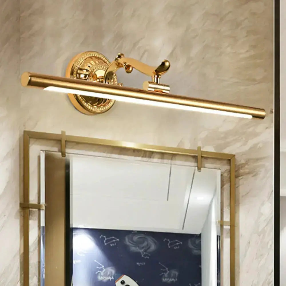 Modernist gold linear vanity wall light fixture, brass tone LED bar for bathroom by Decorbites on Tampa Home & Garden Store