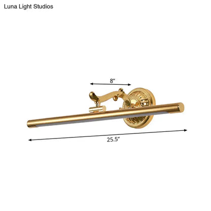 Gold linear vanity light bar with ornate backplate, 25.5 inches overall length on Tampa Home & Garden Store